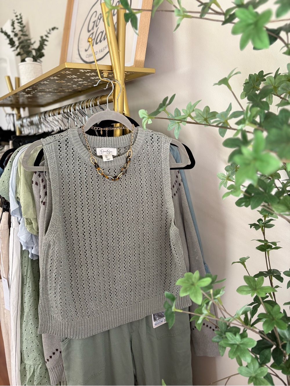 Jessica Simpson Sage Openwork Knit Sweater Vest